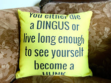 Load image into Gallery viewer, LIMITED EDITION “Defining Dingus Moment”  TWO SIDED 18x18 PILLOWS!